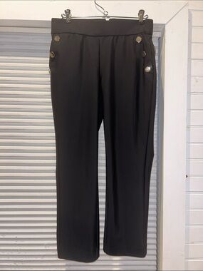 JL Atelier Black Tailored Trousers with Silver Button Detail | Size M